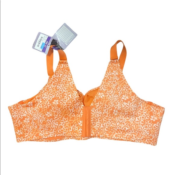 NWT Catherine’s Size 46D Orange Floral Print Bra - Picture 1 of 4